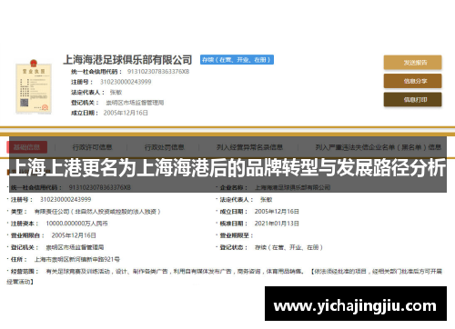 上海上港更名为上海海港后的品牌转型与发展路径分析